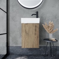 Тумба с раковиной Sancos Mini 35 R подвесная, дуб чарльстон
