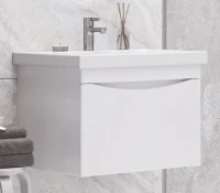 Тумба с раковиной Velvex Vizo 60 подвесная, глянцевая белая
