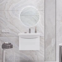 Тумба с раковиной Velvex Vizo 60 подвесная, глянцевая белая