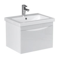 Тумба с раковиной Velvex Vizo 60 подвесная, глянцевая белая