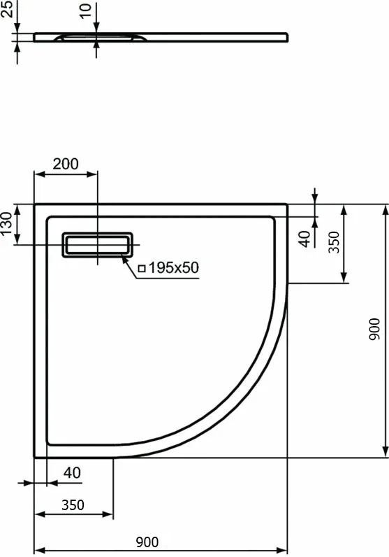 Поддон для душа Ideal Standard Ultra Flat New 90x90 сегментный с сифоном