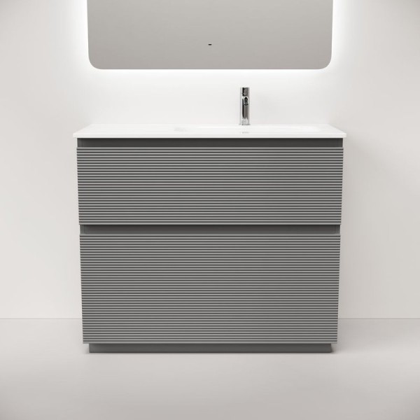 Тумба под раковину в ванную Sancos Folk Floor правая 995х445х850 мм, напольная с двумя ящиками, Ergraut soft