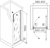 Душевая дверь в нишу RGW Leipzig LE-003-Gg 600х1950 профиль серый, стекло прозрачное
