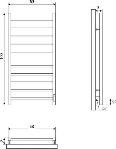 Полотенцесушитель электрический Двин L plaza neo 100/50 черный