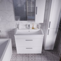 Тумба под раковину без столешницы Grossman Neo 80 пленка, с ящиками, глянцевая белая