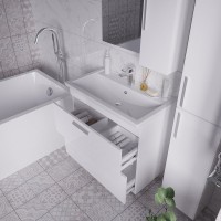 Тумба под раковину без столешницы Grossman Neo 80 пленка, с ящиками, глянцевая белая