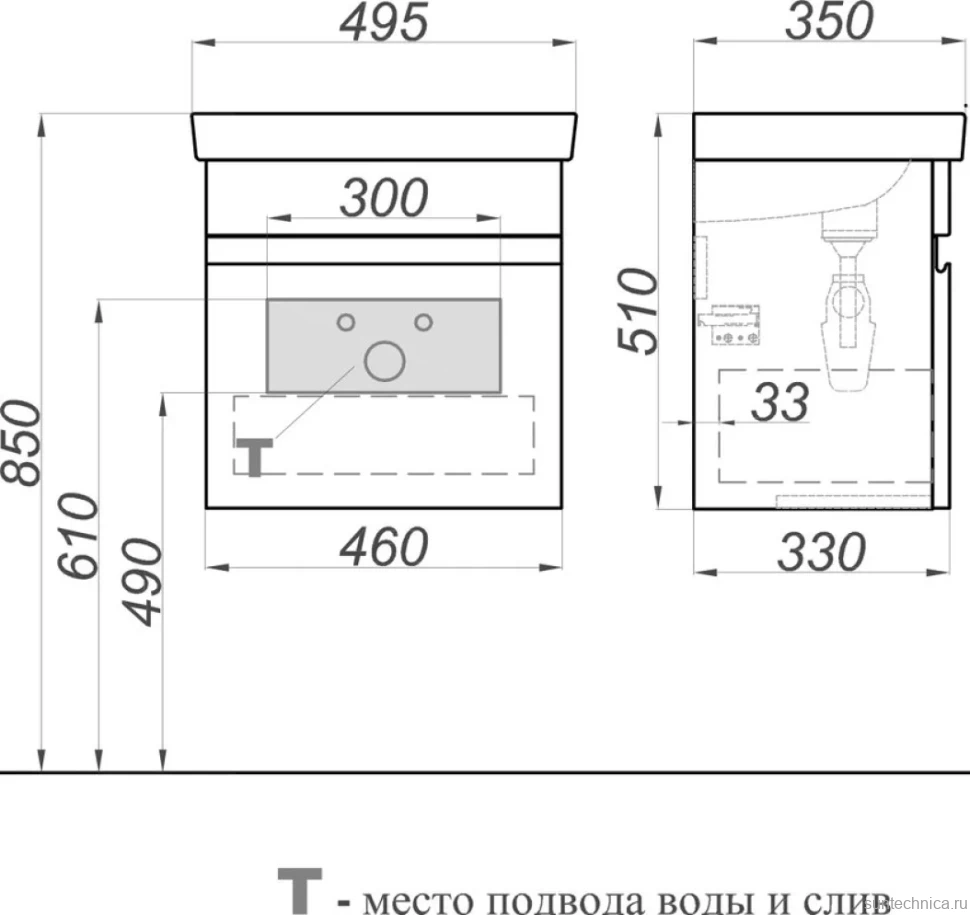 Тумба под раковину Aqwella Smart 50 бетон светлый
