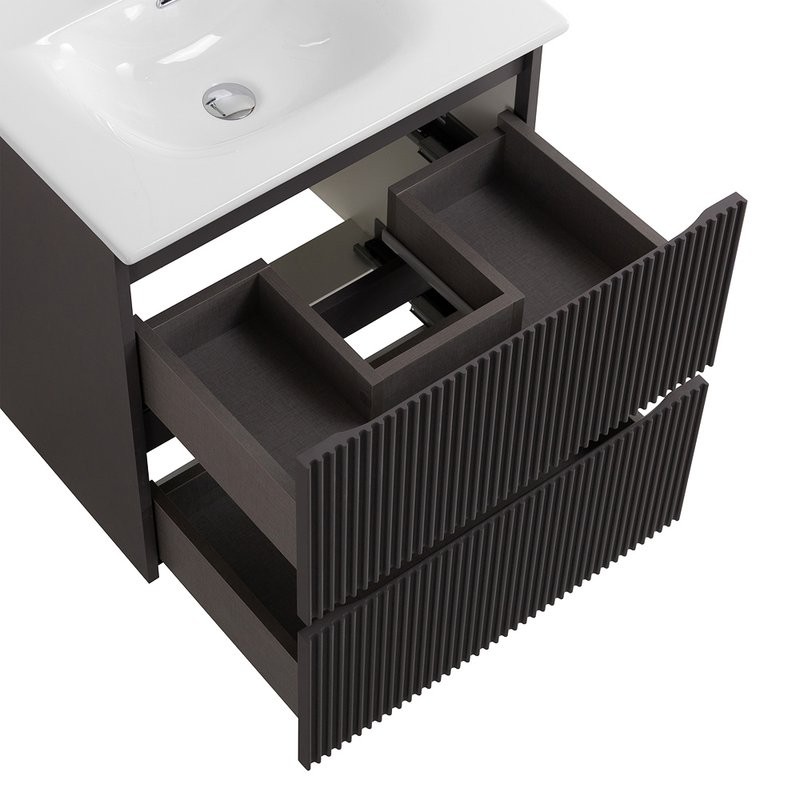 Мебель для ванной комнаты BelBagno Uno 60 подвесная, 2 ящика, матовая темно-серая