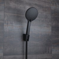 Смеситель для ванны с душем IDDIS Aiger AIGBL00i02WA + Душевая лейка Optima Home OPH3F0Bi18 + Душевой шланг OPH15BLi19 + Настенный держатель Shower Holder 080BL00i53 матовый черный