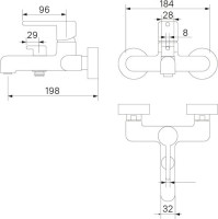 Смеситель для ванны с душем IDDIS Aiger AIGBL00i02WA + Душевая лейка Optima Home OPH3F0Bi18 + Душевой шланг OPH15BLi19 + Настенный держатель Shower Holder 080BL00i53 матовый черный