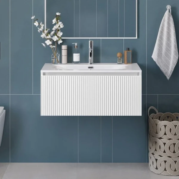 Тумба с раковиной BelBagno Uno 80 подвесная, 1 ящик, bianco opaco