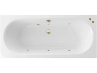 Акриловая ванна Excellent Oceana Slim Soft 180x80 см, встраиваемая, с гидромассажем, белая, с каркасом, со сливом-переливом, фурнитура бронза