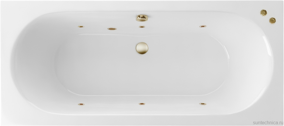 Акриловая ванна Excellent Oceana Slim Soft 180x80 см, встраиваемая, с гидромассажем, белая, с каркасом, со сливом-переливом, фурнитура бронза