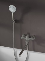 Смеситель с длинным изливом для ванны Agger Easy A3121122 сатин матовый Смеситель с длинным изливом для ванны Agger Easy A3121122 сатин матовый