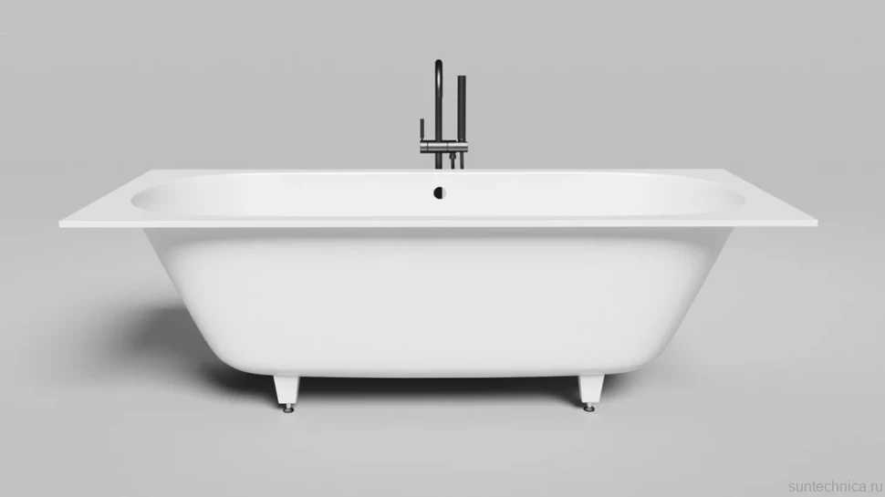 Ванна из искусственного камня Salini Ornella Axis S-Sense 190x90 см, встраиваемая, матовая белая, на ножках