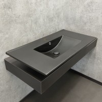 Мебель для ванной комнаты Comforty Франкфурт 90 дуб шоколадно-коричневый, черная раковина