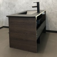 Мебель для ванной комнаты Comforty Франкфурт 90 дуб шоколадно-коричневый, черная раковина