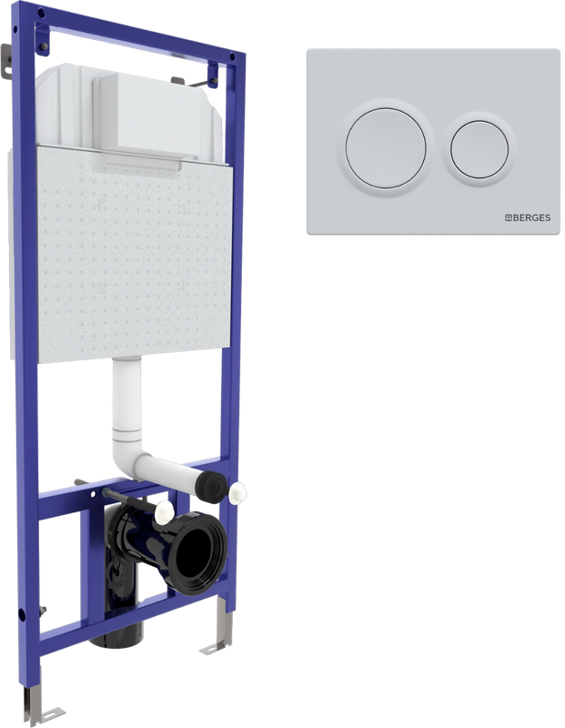 Система инсталляции для унитазов Berges Novum O4 с кнопкой смыва, белая soft touch