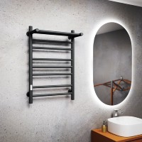 Полотенцесушитель электрический Bauedge M0024 50х80 L черный матовый, с полкой