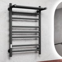 Полотенцесушитель электрический Bauedge M0024 50х80 L черный матовый, с полкой