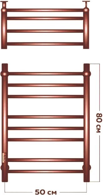 Полотенцесушитель электрический Bauedge M0024 50х80 L черный матовый, с полкой