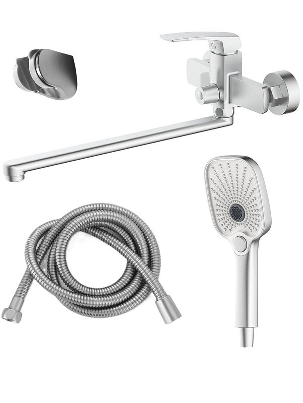 Смеситель с длинным изливом для ванны AZARIO Conda AZ-K1711BN сатин