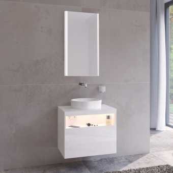 Мебель для ванной Keuco Stageline 32853 65 см, с подсветкой, розеткой и точкой зарядки USB и USB-C, белая