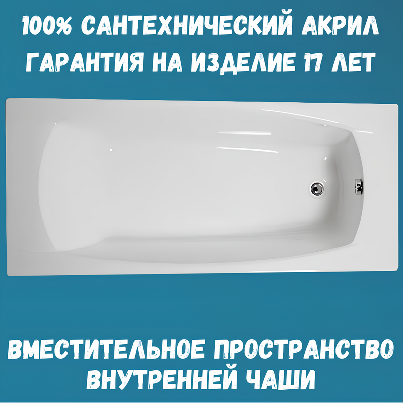 Акриловая ванна 1MarKa Pragmatika Премиум 195x80 см, пристенная, белая, с каркасом, с экраном, со сливом-переливом
