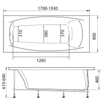 Акриловая ванна 1MarKa Pragmatika Премиум 195x80 см, пристенная, белая, с каркасом, с экраном, со сливом-переливом