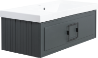 Тумба с раковиной La Fenice Cubo 100 подвесная, grigio, ручка черная, раковина Cubo 100