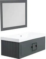 Тумба с раковиной La Fenice Cubo 100 подвесная, grigio, ручка черная, раковина Cubo 100
