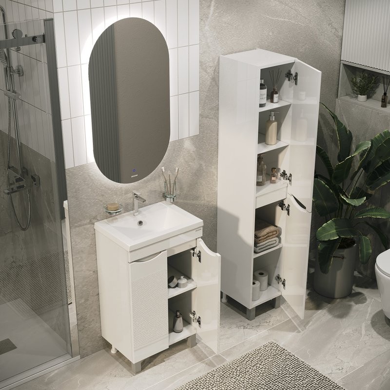 Мебель для ванной комнаты Grossman Виста 50 напольная, белый глянец