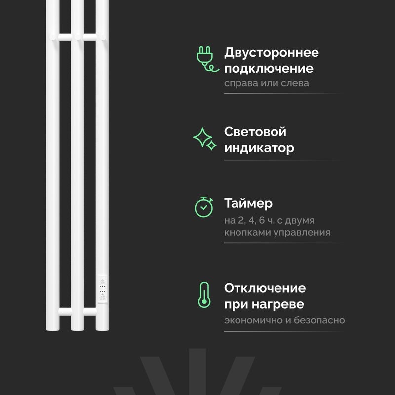Полотенцесушитель электрический EWRIKA Пенелопа Х3 140 белый