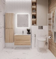 Шкаф пенал для ванной BelBagno Etna 40 R rovere bianco