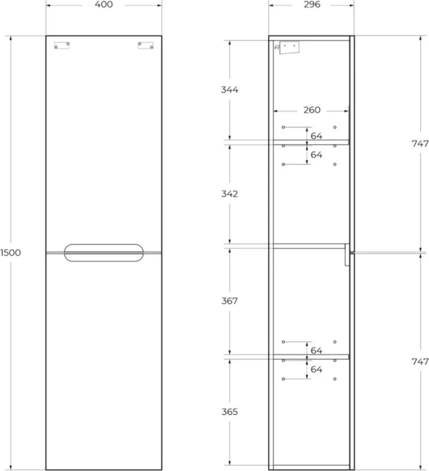 Шкаф пенал для ванной BelBagno Etna 40 R rovere bianco