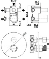 Встраиваемый смеситель для душа и ванны Paffoni JO JO019NO С ВНУТРЕННЕЙ ЧАСТЬЮ, матовый черный