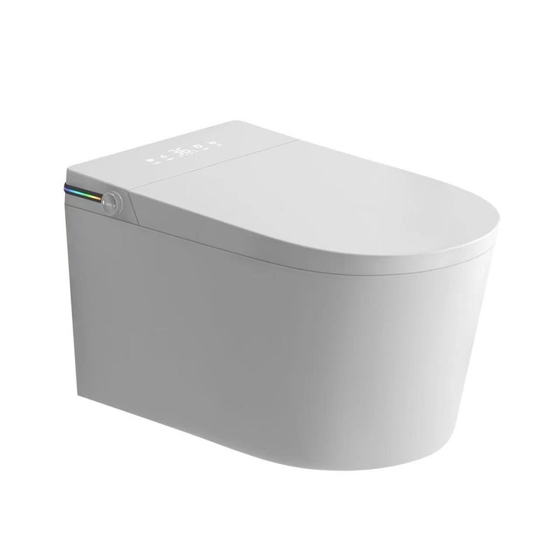 Умный унитаз подвесной SantiLine SL-5038 с функцией биде, безободковый, с микролифтом, глянцевый белый