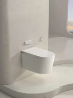 Умный унитаз подвесной SantiLine SL-5038 с функцией биде, безободковый, с микролифтом, глянцевый белый