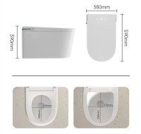 Умный унитаз подвесной SantiLine SL-5038 с функцией биде, безободковый, с микролифтом, глянцевый белый