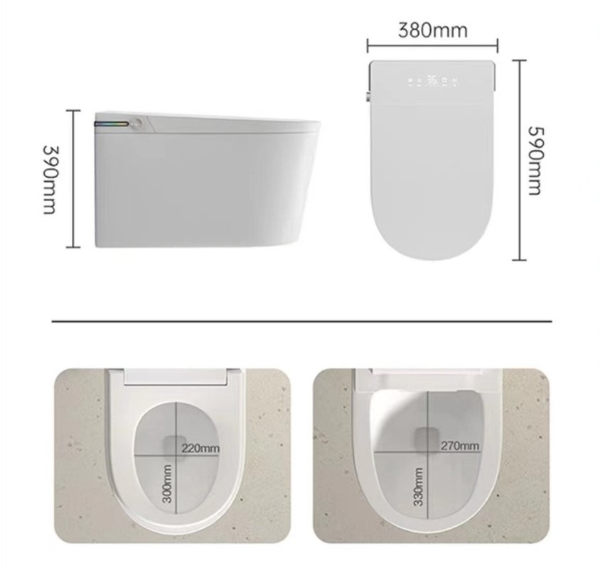 Умный унитаз подвесной SantiLine SL-5038 с функцией биде, безободковый, с микролифтом, глянцевый белый
