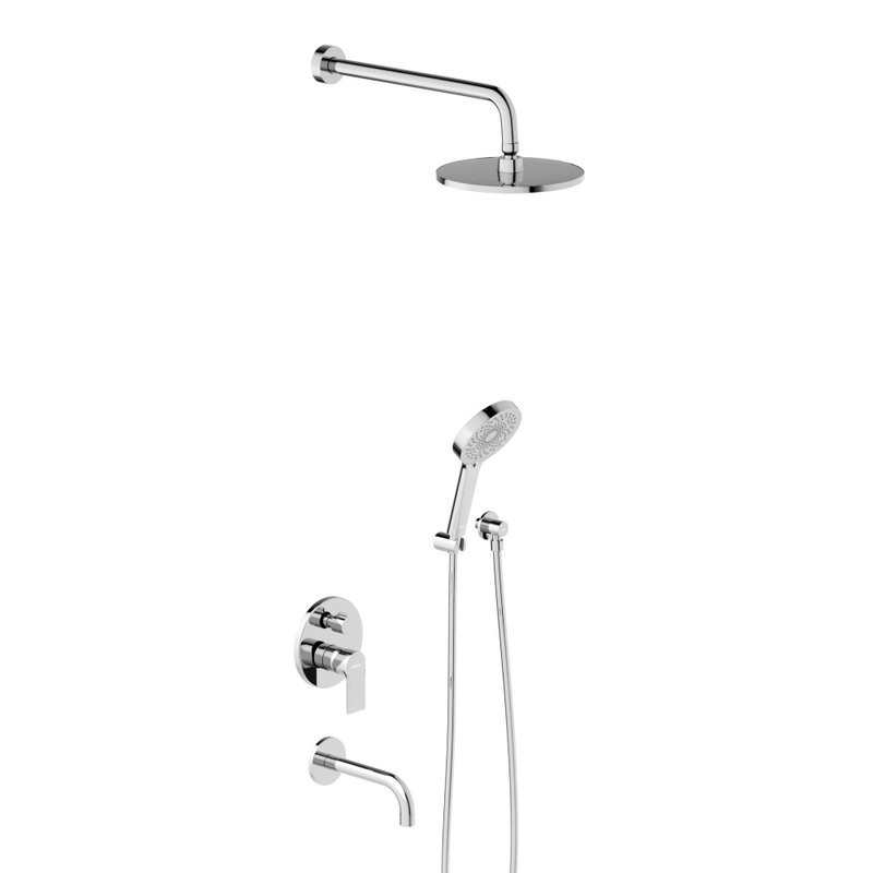 Душевая система с тропическим душем Damixa Apollo хром, скрытого монтажа, смеситель для 3 потребителей, излив, верхний душ, встраиваемый душевой комплект, гарантия 10 лет, Дания