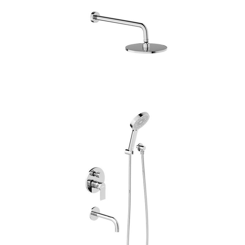 Душевая система с тропическим душем Damixa Apollo хром, скрытого монтажа, смеситель для 3 потребителей, излив, верхний душ, встраиваемый душевой комплект, гарантия 10 лет, Дания