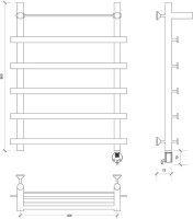Полотенцесушитель электрический Secado Понтида 1 СП, R 80x60 см, подключение справа, глянцевый хром, лесенка, с полкой