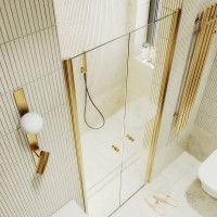 Душевая дверь в нишу Maybahglass MGD-423-3 89 см, профиль матовое золото, стекло прозрачное