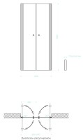 Душевая дверь в нишу Maybahglass MGD-423-3 89 см, профиль матовое золото, стекло прозрачное