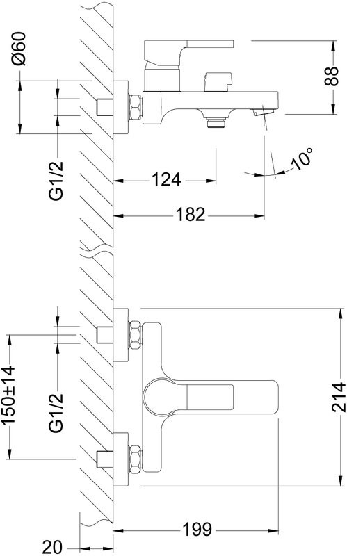 Смеситель для ванны с душем Lemark Aura LM0614C