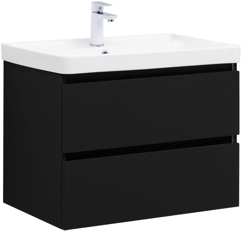 Мебель для ванной комнаты Aquanet Вега 2.0 70 подвесная, черная матовая