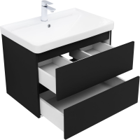 Мебель для ванной комнаты Aquanet Вега 2.0 70 подвесная, черная матовая