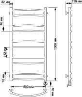 Полотенцесушитель электрический Secado Милан 2 105x55 см, подключение справа, бронза, лесенка, латунь