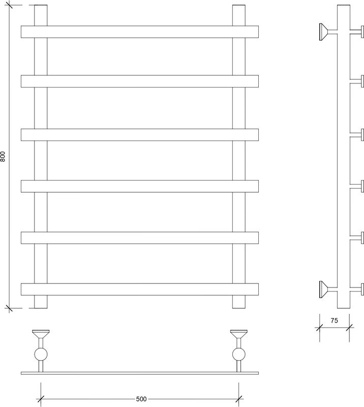Полотенцесушитель водяной Secado Понтида 1 80x60 см, матовый черный, лесенка